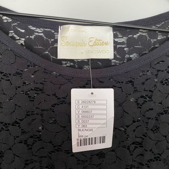 NWT Anthropologie Large Black Lace Cocktail Dress Staci Woo Souvenir - Picture 9 of 14